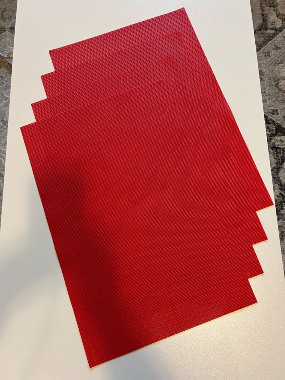 Set of 4 Red Vinyl Placemats - Textured Finish - NWOT